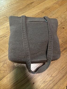 Woven Brown Women’s Knit Tote Bag with Zip Pocket. The Sak